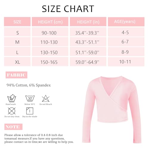 Bezioner Kinder Ballett Wickeljacke Gymnastik Tanz Ballettjacke Lange Ärmel für Mädchen Damen Rosa M