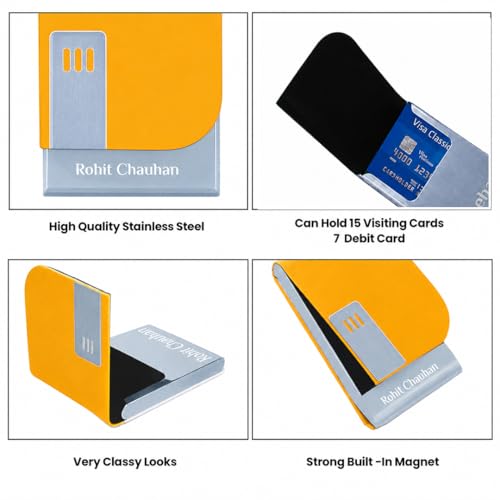 Image of Giftana 7 in 1 Laptop Bag and Laptop Stand with Personalized Diary & Pen, Keychain, Card Holder, Mobile Stand Set, Customized Gift for Husband, Employee Welcome Kit, Corporate Gift for Employees (Yellow)