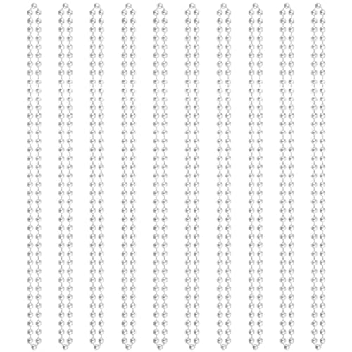 JIHUOO Lot de 10 Colliers de Perles Blanches de 80 cm - Collier de Fausses Perles - Bijoux Fantaisie des années 1920, 80cm, Pas de gemme