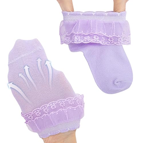 Meeshine 5 Pack Toddler Baby Girls Ruffle Lace Socks Princess Frilly Trim Soft Cotton Knit Ankle Socks for 2-9T Kids3