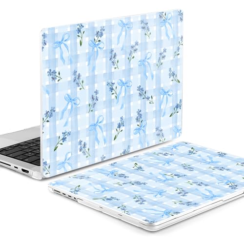 Image of MEEgoodo Case for MacBook Pro 14 inch (M5 /M4 /M3 /M2 /M1) Pro /Max 2026 2025 2024 2023 2021, Case Fit Model A3427 /A3426 /A3434 /A3112 /A3401 /A3185 /A2918 /A2992 /A2779 /A2442,Flower&Bows&Watercolor Plaid