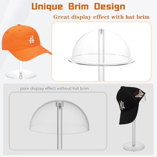 Acrylic Hat Stands for Display, 2 Set 8" 13" High Clear Hat Display Stand, Durable Cowboy Hat Holder Stand, Baseball Caps Rack Stand, Wig Hat Holder Stands for Vendors Photography Salons Retail