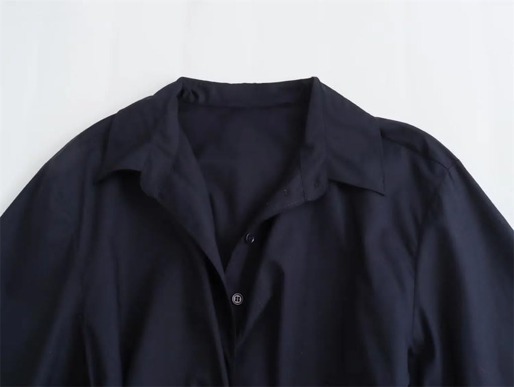 Women's Solid Single Breasted Waist Tie Shirt