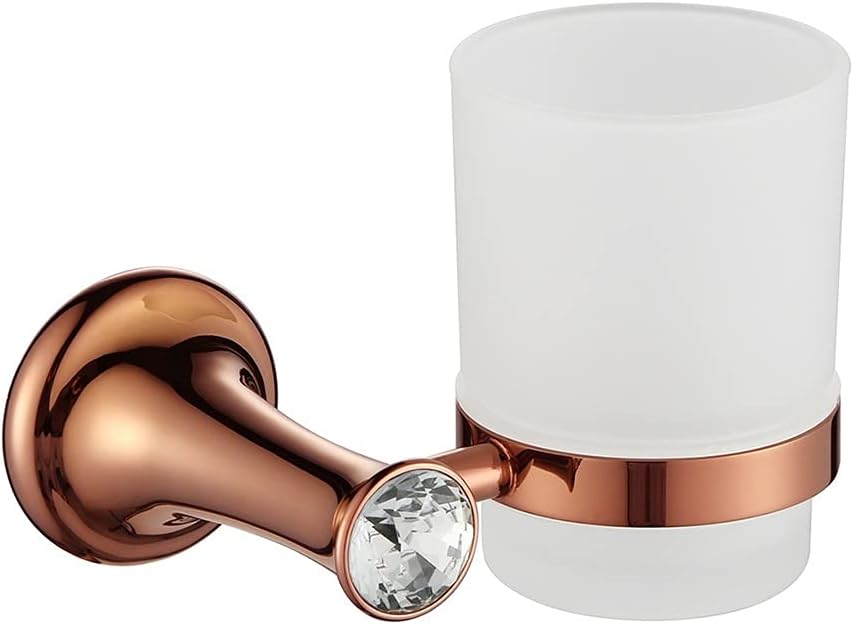 Luxury Rose Gold Towel Holder & Bathroom Accessories Set - Brass Wall Toilet Brush, Paper Towel Holder, Glass Shelf, Bath Hardware for Bathroom & Kitchen