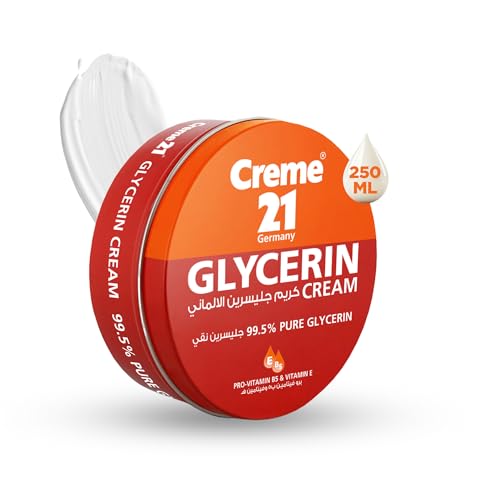 Creme 21 Glycerin Cream - 250ml | 99.5% Pure Glycerin Skin Softener | Instant Relief for Severely Dry & Chapped Skin | Enriched with Vitamin E & Pro- B5 | Dermatologically Tested & Born in Germany