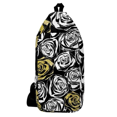 Sac à bandoulière rose pailleté avec rose noire anti-encombrement