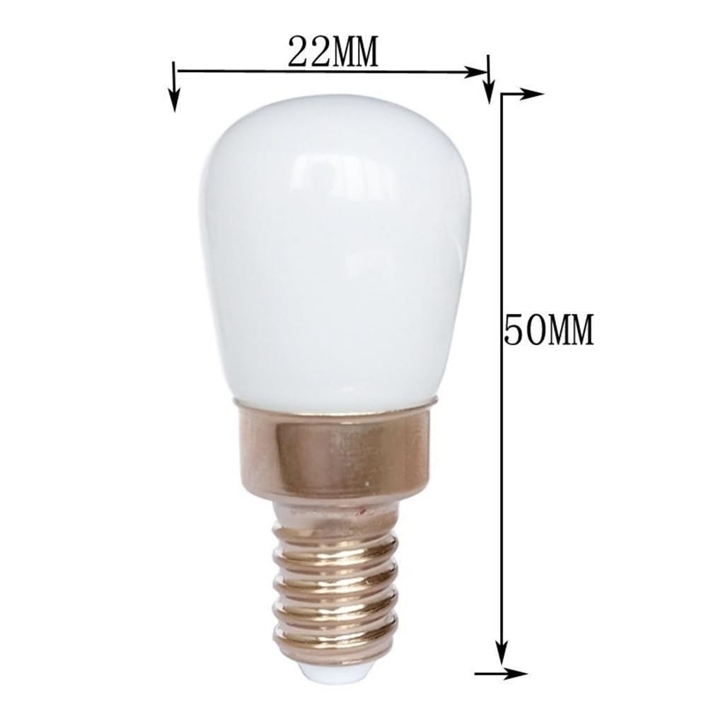 HHF Iluminación del hogar, Paquete de 50 Bombillas LED de filamento for refrigerador, T22 E14/E2, 1 W, 12 V CC, Edison, for lámpara Colgante.(White 6500K,E14 Transparent)