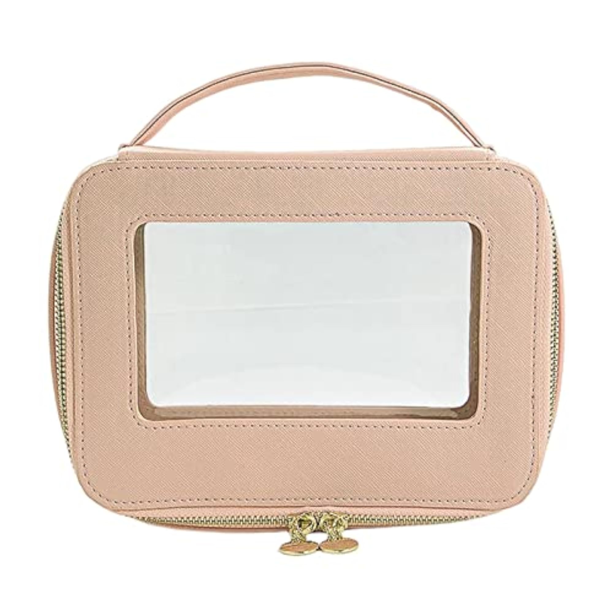Travel Toiletry Case Double Zipper Container, Pink