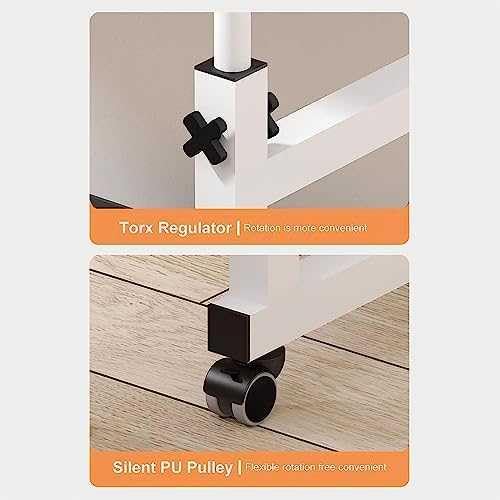 Table de lit mobile à roulettes pour ordinateur portable, idéale pour les lits jumeaux/double/grand lit, parfaite pour le travail et les loisirs