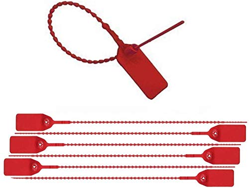 ZWY Security Seals Pull-Tite Plastic Tamper Seals Disposable Self-Locking Tie Tags 500 Pack(Red)
