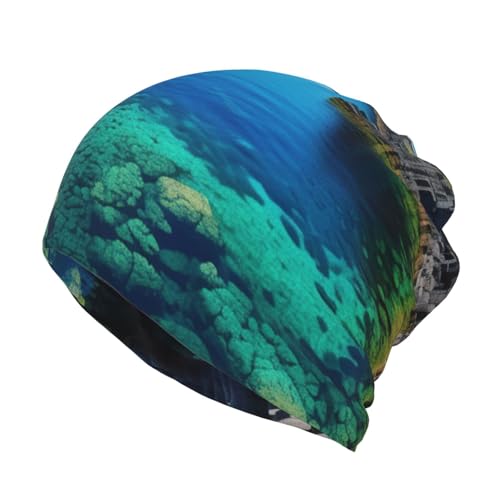 Jeju Island Korea Print Breathable Skull Cap for Men Women Scarf Headwear Hats Beanie Winter Athletic Cycling Hat Black