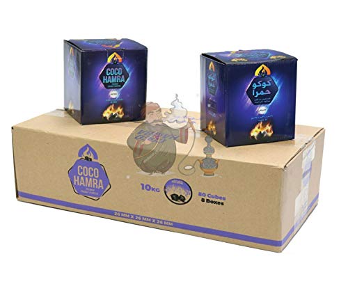 Coco Hamra: Premium Quality 640 Pcs 10KG Coco Hamra Natural Coconunt Hookah Charcoal Large 26MM Lounge Box