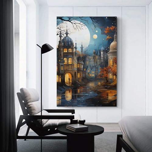 Cuadro en lienzo para sala de estar que amplía espacios pequeños 50x75 3