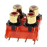 Fielect 5pcs AV Concentric Outlet 4 RCA Female Jack 6-Pin Connector Socket Panel Mount Audio Video Jack Connector Socket