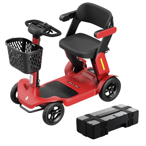 40 Miles Powered Folding Mobility Scooter S3, Two Detachable Battery Foldable Electric Scooter with AI Safety System for Seniors Adults, 265 lbs Load Capacity, 6 MPH Speed, All Terrain