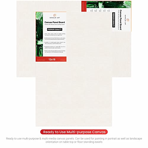 Image of Scholar Art Hobby Series 04 Oz (230 GSM) 100% Cotton Canvas Panel Board for Painting (White Blank Canvas Boards for Acrylic Paint, Oil Paint, Wet & Dry Media) | 12 inchx18 inch (30x45 cm), Pack of 6