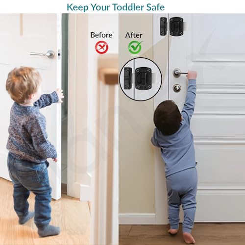 Image of Plantex Door Latch Lock for Door / /Heavy Duty Zinc Baby Latch for Bathroom /Door Stopper /Latch Lock for Main Door /Baby Latch -Pack of 1 (Black)