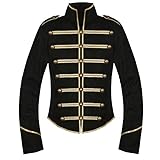 chenggong Adult Gothic Steampunk Costume Men Gold Black Military Marching Drummer Parade Jacket (black, M)