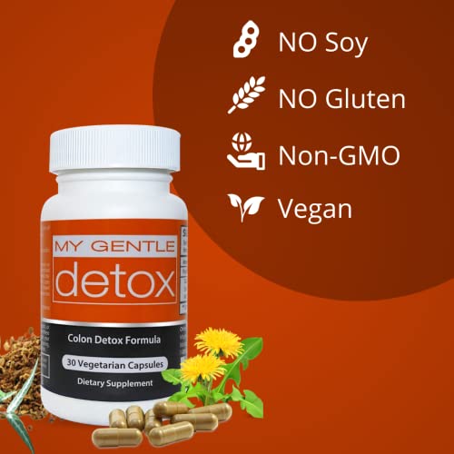 Herbal Nitro My Gentle Detox - Constipation Relief Supplement For Adults - 100% All-Natural Colon Detox Laxative & Stool Softener - Regular Poops With Less Bloating, Gas & Discomfort - 30 Caps #TOP3