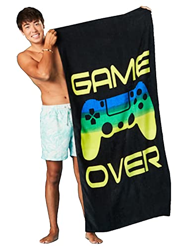 Video Game - Gamer Controller - Game Over - Beach Towel 30 inch by 60 inch