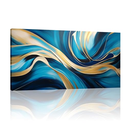 Tableau en marbre bleu marine et doré YIUEYI avec cadre en bois noble