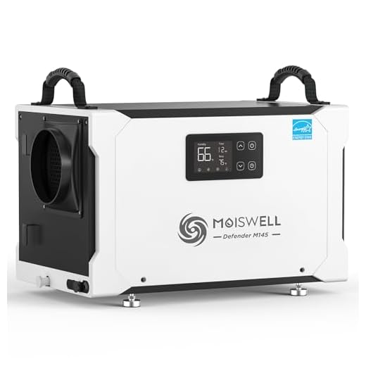 Moiswell 155 Pint Commercial Dehumidifier with Drain Hose for Crawl Spaces, Basements, Industry Water Damage Unit, Large Capacity, Compact, Portable, Auto Defrost, Memory Starting