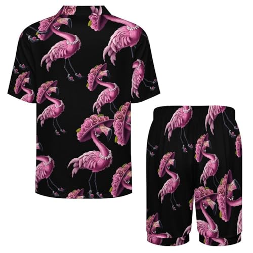 Beautiful Flamigos Lady Mens Pajamas Set Short Sleeve Sleepwear Summer Pjs Sets 2 Piece Loungewear Nightwear4