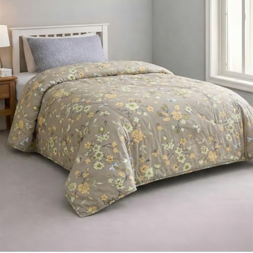 Image of Mafatlal 120 GSM All Season /AC /Summer | Reversible Single Bed Comforter | Dohar | Duvets | Premium Microfiber | Twin Bed Quilt Blanket for Summer | Super Soft | 90 x 60 Inches | Light Brown