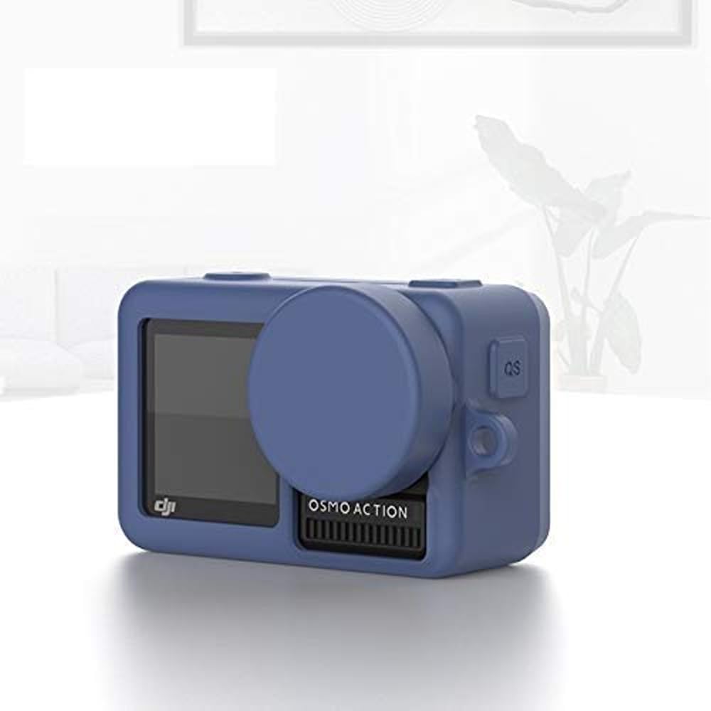 Action Pro Silicone Rubber Case + Lens Protective Cap Cover Compatible with DJI OSMO Action Sports Camera (Dark Blue)-picture-25