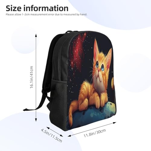 Lightweight Backpack Ginger Cat Space Moon 16Inch Waterproof Backpack Gym Casual Daypack for Women Men Gift4