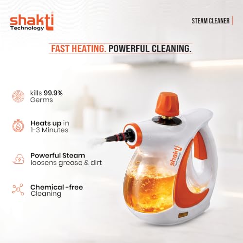 Image of Shakti Technology Steam Blast Steam Cleaner for Home - Kills 99.9% Germs - 1000W High Pressure Power for Tough Grease, Kitchen Chimney & Car Detailing