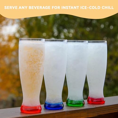 Image of Lily's Home Freezer Beer Mugs, Set of 4-16 oz Double Wall Insulated with Liquid Gel, Frosty Chiller Cups, Break-Resistant Acrylic Freezable Glasses for Home Bar, Pool Parties, BBQ & Outdoor Gifts