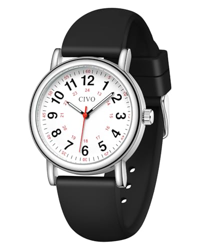 Image of CIVO Nurse Watches for Women Men: Analog Waterproof Watch with Second Hand Easy-Read Dial - Gifts for Nurses Doctors Medical Student