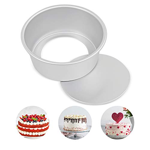 8 Inch Aluminum Round Cake Pan,Non-Stick Cake Round Baking Pan,Deep Removable Bottom Cake Mold,Even-Heating Circle Chiffon Cake Pans Bakeware