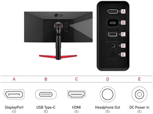 Image of LG 34 inch UltraWide Monitor, 75Hz, 1ms, FHD IPS 21:9 (2560x1080) VESA Display HDR 400, AMD FreeSync, 3-Side Virtually Borderless Display, USB Type-C Connectivity, Black, with 5ave HDMI Cable