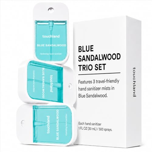 Image of Touchland Blue Sandalwood Hydrating Hand Sanitizer Spray 3 Pack Travel Size