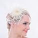Fascinators Sinamay Hats for Women for Tea Party Kentucky Derby Wedding Cocktail Mesh Feathers Hair Clip Ivory