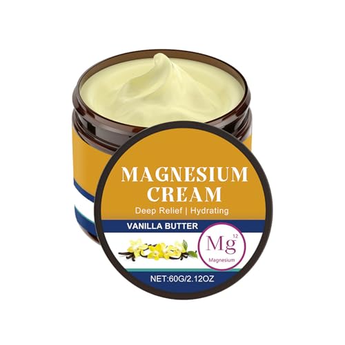 Loción de magnesio, crema de magnesio para dormir, calambres en las piernas y dolor, relajación muscular, calmante, suplemento hidratante con aceite de coco, manteca de karité y ácido hialurónico
