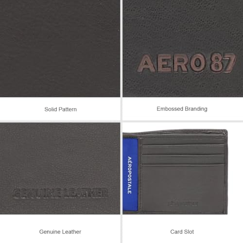 Image of Aeropostale Men's SLIMFOLD Wallet Malibu - Brown | Debossed Buff Leather | Ultra-Slim Profile | Ideal for Gifting