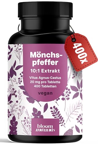 Mönchspfeffer hochdosiert - 400 Tabletten - 20mg pro Tablette - 10:1 Extrakt aus Original Agnus Castus - Nahrungsergänzungsmittel- Vegan und produziert in Deutschland Laborgeprüft