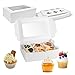 AFASOES 15 Pcs Cajas para 6 Cupcakes con Ventana Cajas para Magdalenas 16cm*24cm Cajas de Carton para Pasteles Cajas Blancas para Mini Cupcakes para Guardar/Transportar Magdalenas Galletas Pastel