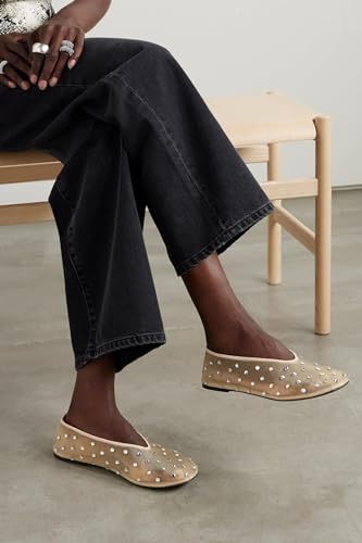 Women Mesh Ballet Flats Rhinestone Breathable Mesh Flats Slip On Ballerina Shoes Embroidered Floral Comfortable Casual Dress Shoes3