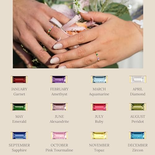 WFYOU Gold Birthstone Rings for Women Non Tarnish Dainty 14K Gold Plated Stackable CZ Ring Adjustable Rings Wedding Promise Rings for Her Couples Gemstones Personalized Jewelry Gift for Birthday3