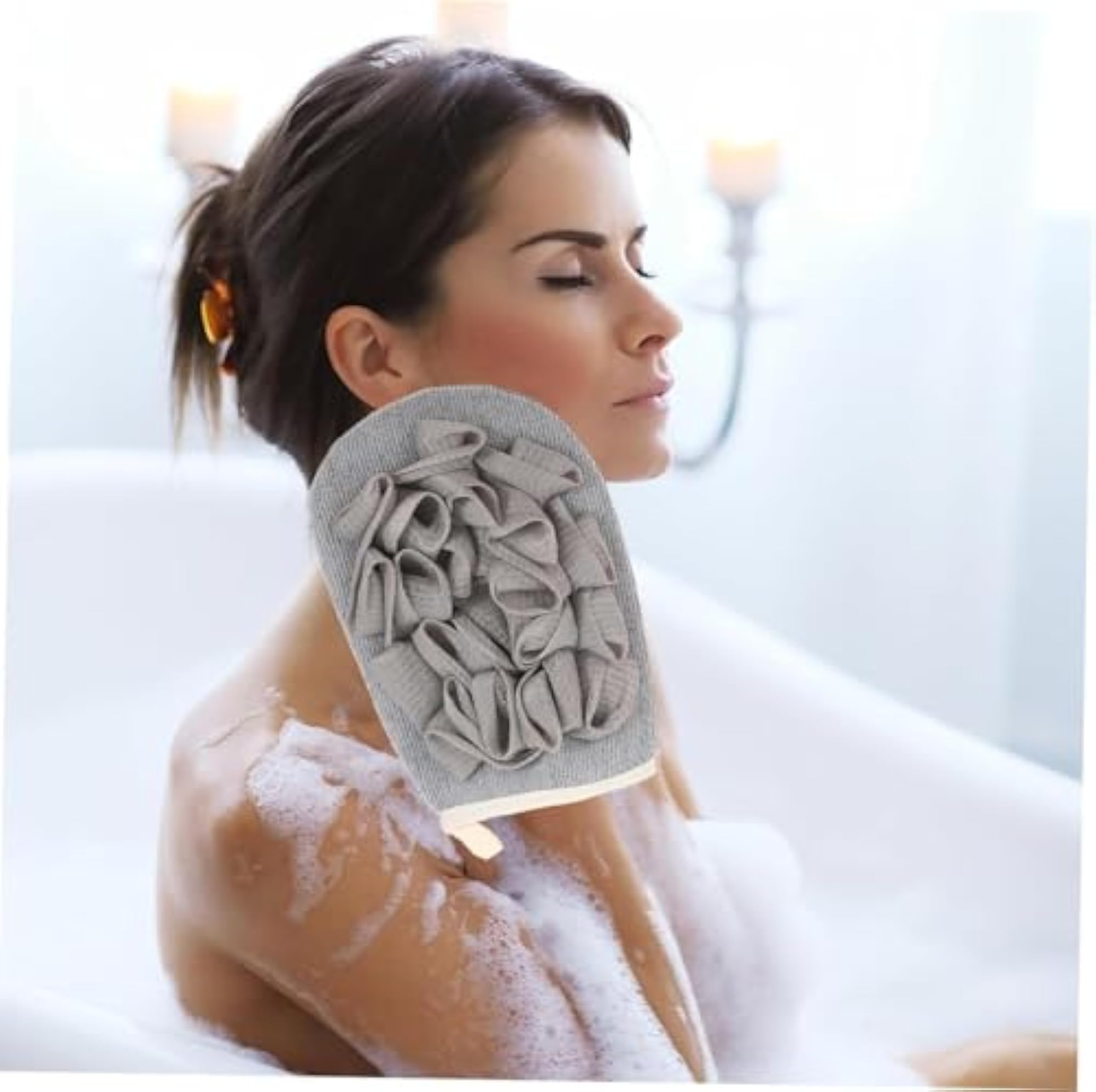2-in-1 Exfoliating Bath Glove with Loofah Sponge