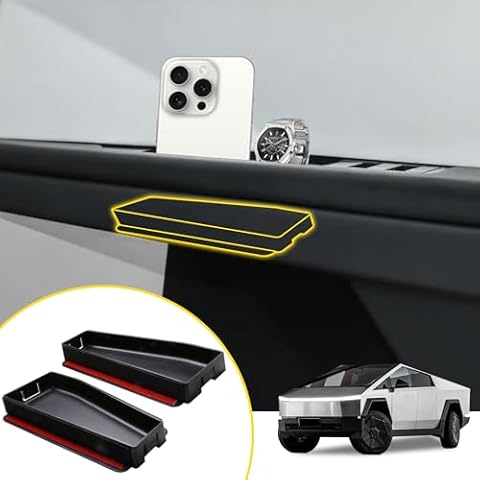 RERPRO 2 Pack Front Door Handle Storage Box Inserts Tray Compatible with 2023 2024 2025 Tesla Cybertruck Interior Accessories, Front Side Door Handle Hidden Organizer For Tesla Cyber Truck, Black Cover