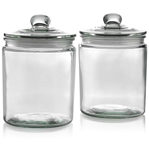 2 Pc 1/2 Gallon 64Oz Clear Glass Storage Jar With Lids - Airtight Food Jars - Glass Kitchen Containers For Pantry, Countertop #TOP2