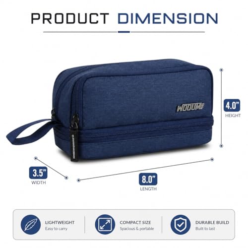 Image of Wooum Fabric Extra Large Capacity Kawaii Pencil Cases Large Pencil Case, Cute Pencil Case, Back to School, Makeup Bag, College and Office Supplies, Travel Case (Khadi Navy Blue)
