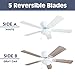 Prominence Home Benton Traditional 52 Inch Ceiling Fan with Light, LED Flush Mount Ceiling Fan, Indoor Fan with 5 Blades, White and Gray Oak Blade Finish Options, White (50852-01)