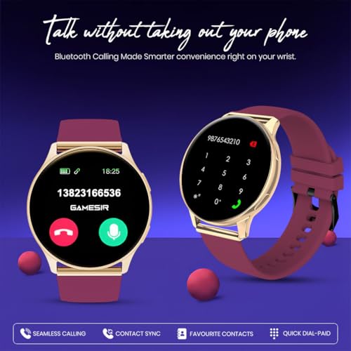 Image of GameSir Active 2 Smartwatch for Men & Women with 1.39 inch HD Round Display, Bluetooth Calling, Heart Rate & SPO₂ Monitor, 100+ Sports Modes, IP67, Long Battery Life for Android & iOS (Maroon)