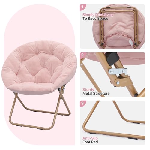 Sillón Plegable Peluche Rosa claro miniatura 5